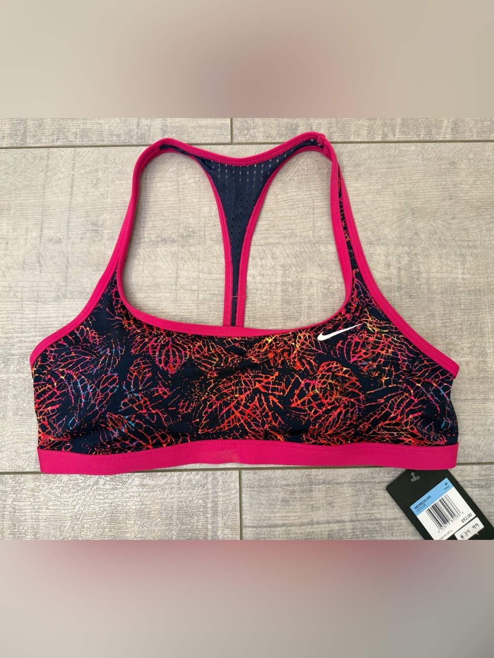 NWT Nike Women’s Neon Leaf Mesh Racerback Bikini Swim Top Med. NESSB233-355 $52